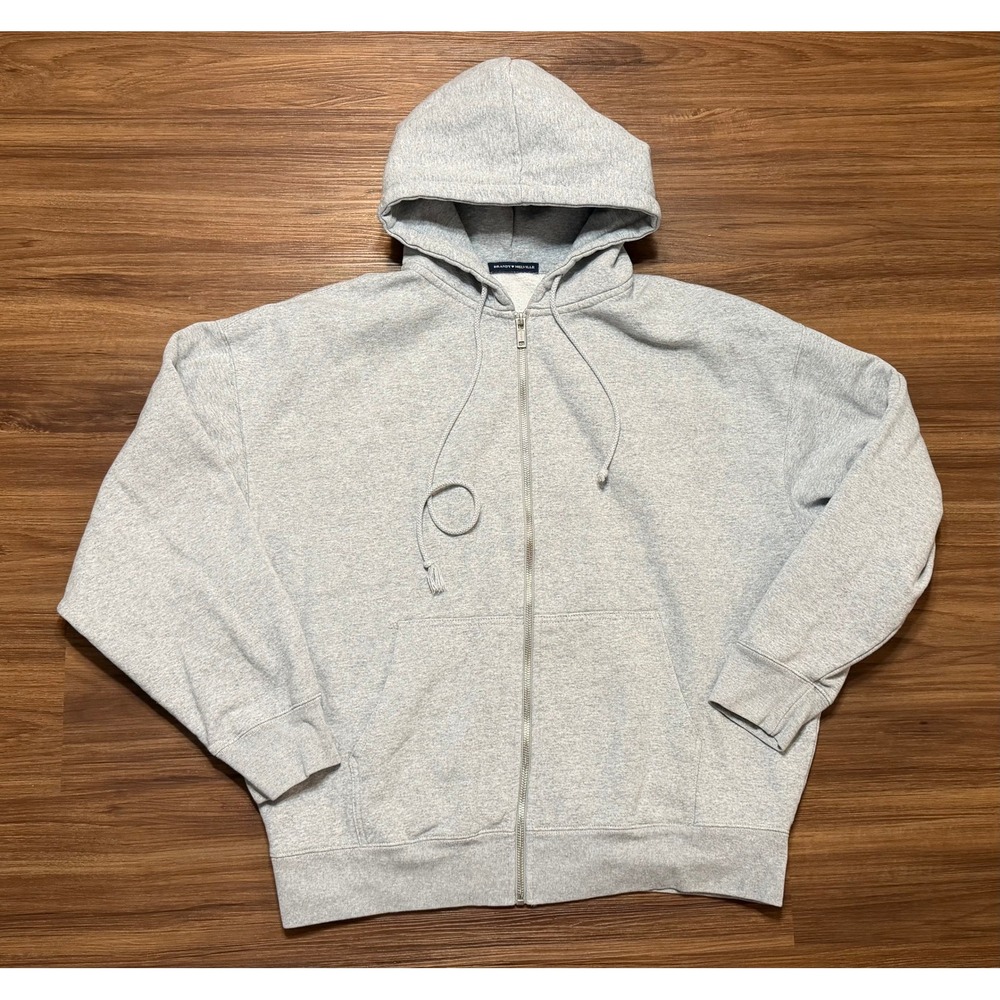 Brandy Melville Christy Oversized Heavyweight Full Zip Hoodie Grey ONE SIZE